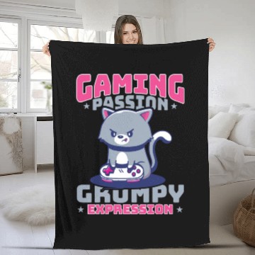 Discover Gaming, Gaming, Video Game, Grumpy Cat Gamer Fleece Blankets