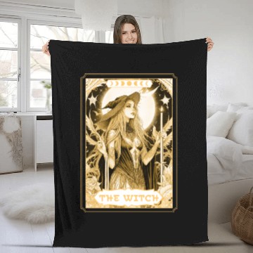 Discover Dark Witch Tarot Card Magic Boho Mystic Celestial Fleece Blankets