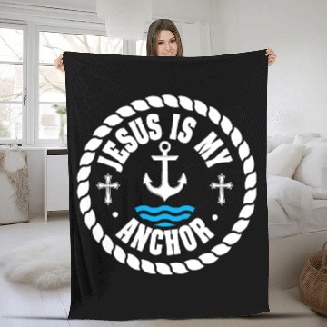 Discover Hesus Is My Anchor Love Jesus Christian Christmas Fleece Blankets