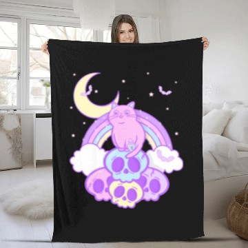 Discover Pastel Goth Cat Skull Lover Cute Gothic Yami Fleece Blankets