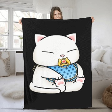 Discover Cute White Baby Cat Fleece Blankets