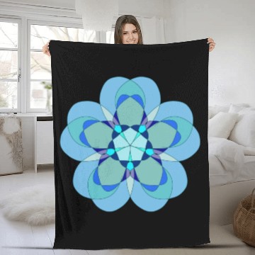 Discover Geometric Blue Snowflake Fleece Blankets