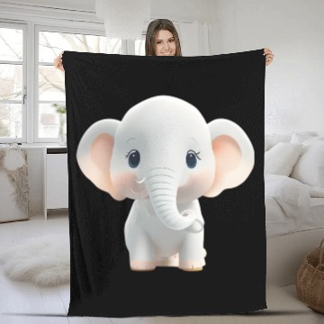 Discover Charming Baby Elephant Innocent Wildlife Beauty Fleece Blankets