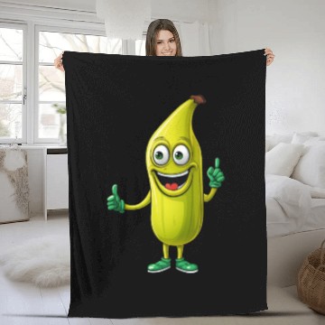 Discover Kawaii Banana Dude: Sweet Fruit Fun Fleece Blankets