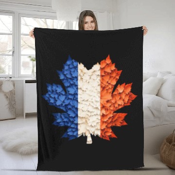 Discover French Flag in Autumn Leaves: Maple Leaf Design Fleece Blankets