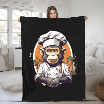 Discover monkey chef Fleece Blankets