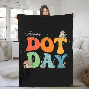 Discover Happy Dot Day Hippie Flowers Gnome Mushroon Groovy Fleece Blankets