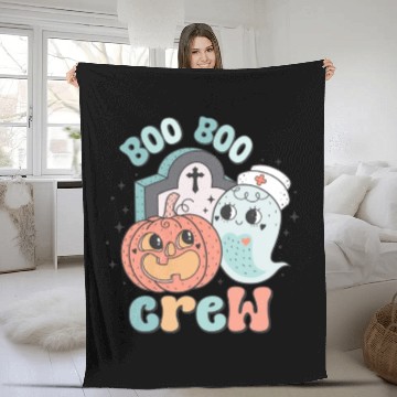 Discover Boo Boo Crew Nurse Funny Ghost Women Halloween Fleece Blankets