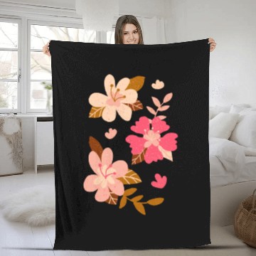 Discover Pink Hibiscus Flowers Fleece Blankets