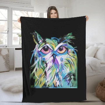 Discover Painted Owl Fleece Blankets