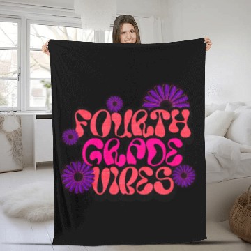 Discover Fourth Grade Vibes for School Guys Neon Colors Flo Fleece Blankets