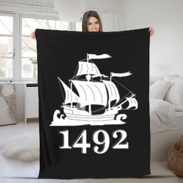 Discover Columbus Day 1492 Christopher Kolumbus Fleece Blankets