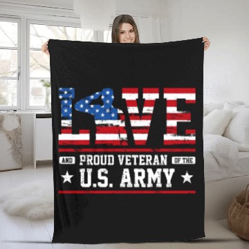 Discover Love And Proud Us Army Veteran Fleece Blankets