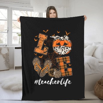Discover Love Teacher Life Teaching Lovers Halloween Fleece Blankets
