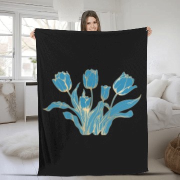 Discover Tulips Blue Florist Flowers Tulip Fleece Blankets