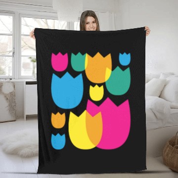 Discover Tulips Retro Florist Flowers Tulip Fleece Blankets