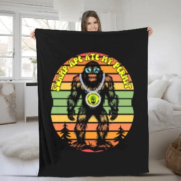 Discover Swamp Ape ate my permit Fleece Blankets