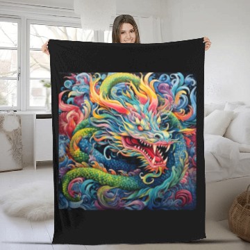 Discover dragon pattern circle pentel color 6 Fleece Blankets