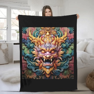 Discover dragon pattern circle pentel color 5 Fleece Blankets