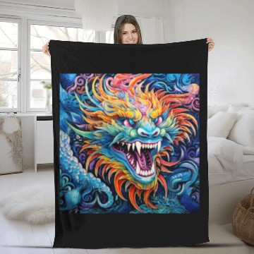 Discover dragon pattern circle pentel color 7 Fleece Blankets