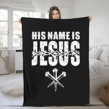 Discover His Name Is Jesus Love Jesus Christian Christmas Fleece Blankets