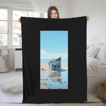 Discover Beach and piano Fleece Blankets