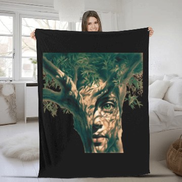 Discover Olive tree and face Fleece Blankets