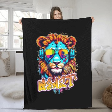 Discover Beast Lion2 Fleece Blankets