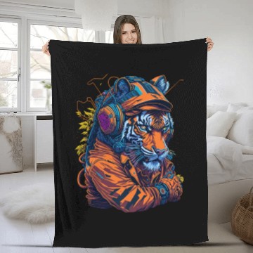 Discover splash tiger street Fleece Blankets