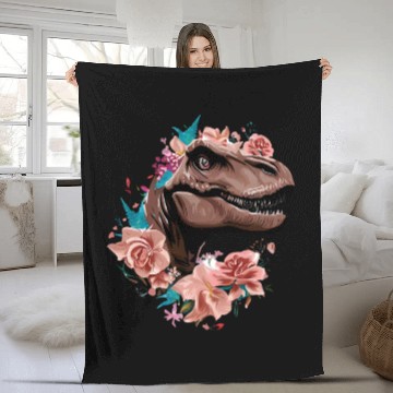 Discover Flowery dinosaur Fleece Blankets