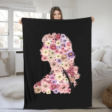 Discover Floral women silhouette Fleece Blankets