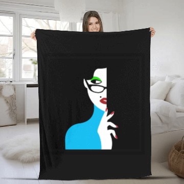 Discover girl art black and wait framed graphic design Fleece Blankets