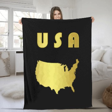 Discover Usa Gold Fourth Of July Fleece Blankets