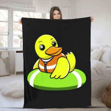 Discover A Lazy Duck Is Swimming Fleece Blankets