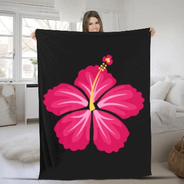 Discover Pink Hibiscus Flower Fleece Blankets