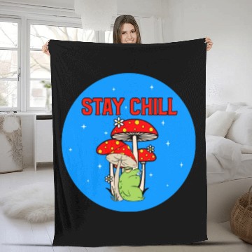 Discover Stay Chill Cute Green Frog Fleece Blankets