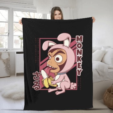 Discover Banana Monkey Cute Fleece Blankets