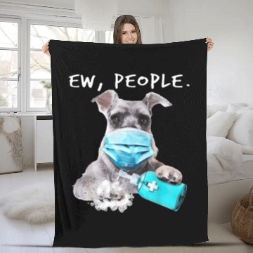 Discover Miniature Schnauzer Ew People Dog Wearing A Face Fleece Blankets