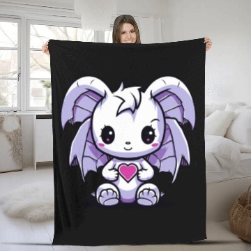Discover "Kawaii Love Dragon" by ART1SAN Fleece Blankets