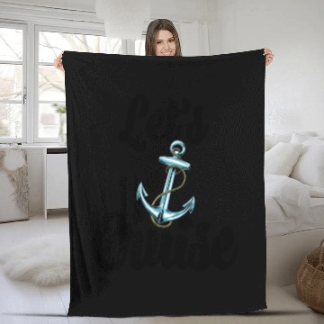 Discover Lets Cruise Anchor Fleece Blankets