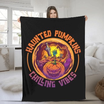 Discover Scary Pumpkin Halloween Costume Autumn Fall Gift Fleece Blankets