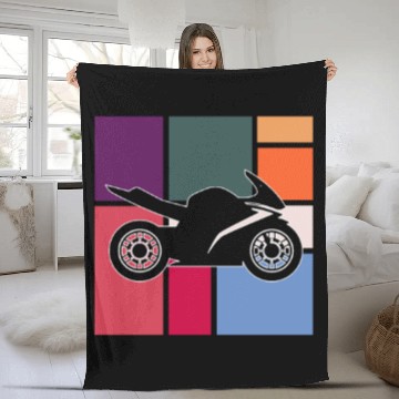 Discover Vintage Motorcycle Racer – Retro Speed Ride Fleece Blankets