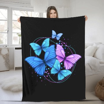 Discover Colorful Butterflies Unisex Jersey Short Fleece Blankets