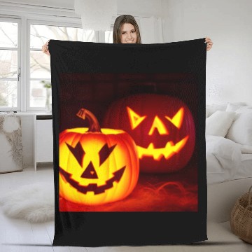 Discover Pumpkin halloween spooky Fleece Blankets
