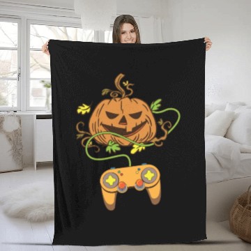 Discover Halloween Pumpkin Head Video Game Controller Fleece Blankets