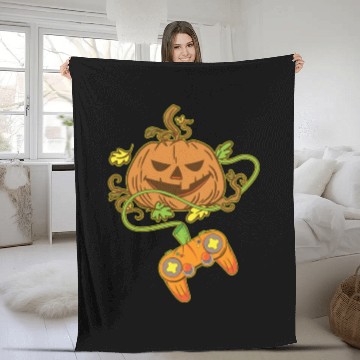 Discover Halloween Jack O Lantern Video Game Controller Fleece Blankets