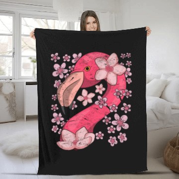 Discover Cherry Blossom Bird Gift Sakura Pink Flamingo Fleece Blankets