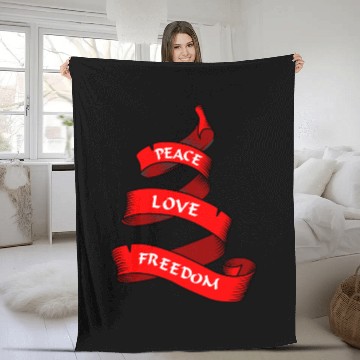 Discover Peace love freedom red Fleece Blankets