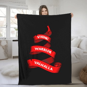 Discover Viking red pennant or banner Fleece Blankets