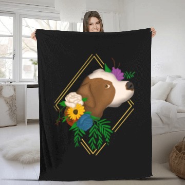 Discover Pitbull Lover Floral Dog Graphic For Pittie Owners Fleece Blankets